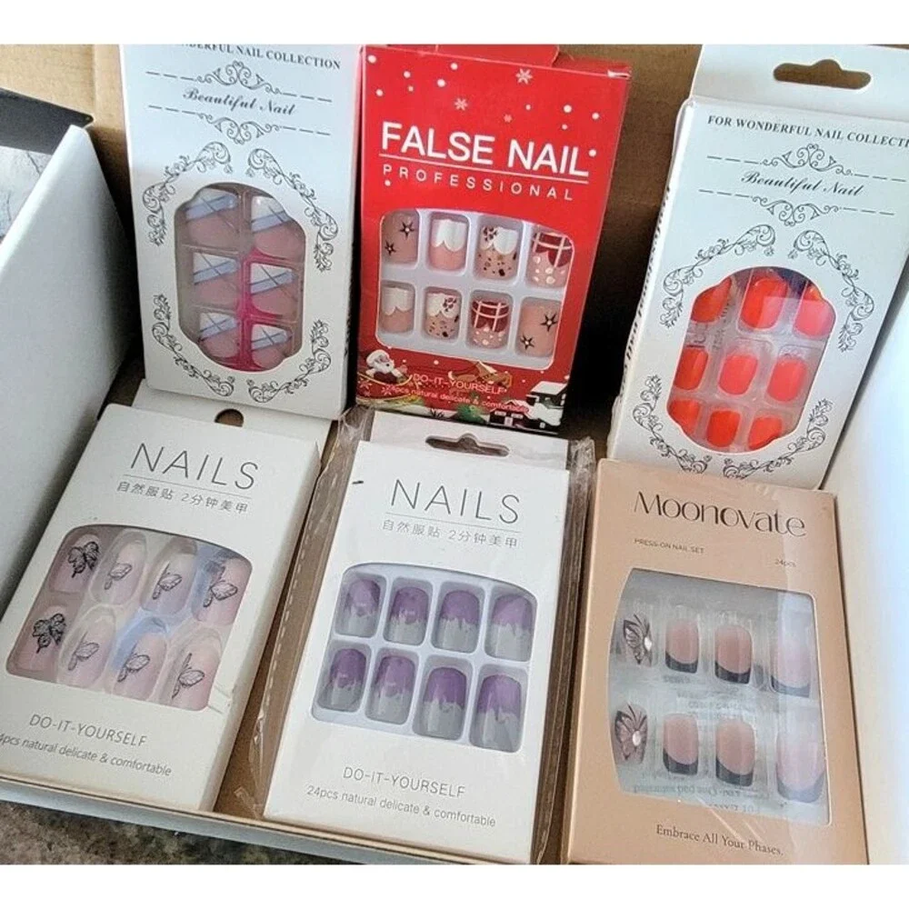 6 Packages of False Fake Nails New in Boxes